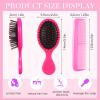 Nuogo 24 Pcs Mini Wet Hair Brush Combs Set Travel Detangling Soft Bristles Wet Dry Kids Hair Brush 12 Detangler Small Brushes 12 Plastic Combs for Baby(Bright Color) view 2