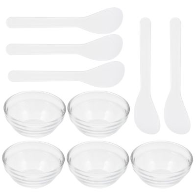 SOLUSTRE Esthetician Supplies Spa Supplies Mask Mixing Bowl Set 5Pcs Face Mask Mixing Bowl with 5Pcs Facial Mask Bowl Stick Facemask Mixing Tool Kit (White) DIY Tools Makeup Set