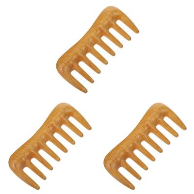 Healifty 3pcs Wooden Wide Tooth Massage Comb for Hair Detangling and Scalp Relaxation Ergonomic Design Portable Natural Hairdressing Accessory for All Hair Types