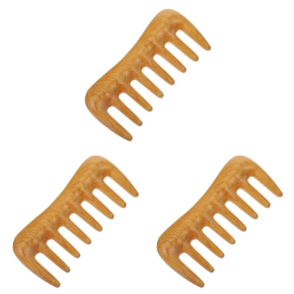 Healifty 3pcs Wooden Wide Tooth Massage Comb for Hair Detangling and Scalp Relaxation Ergonomic Design Portable Natural Hairdressing Accessory for All Hair Types