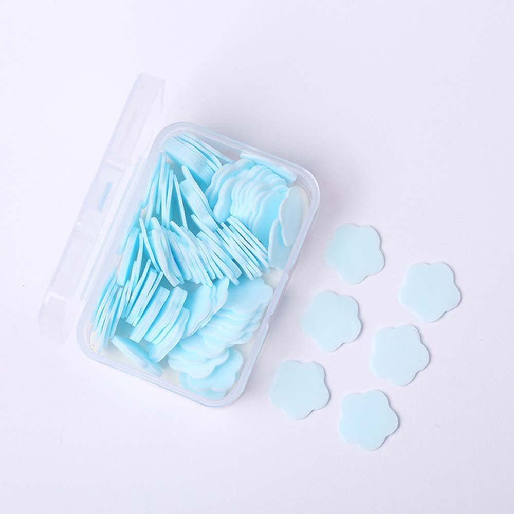 100/1000 Pcs Portable Soap Petals, Flower Shape Scented Tablets, Travel Mini Cleaning Soaps, Scented Slice Disposable Soap Flakes(100pcs,Blue)