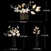 4 Pieces Bridal Wedding Hair Pins Gold Leaf Crystal Pearl Hair Pins Clips Flower Headpiece Vintage Wedding Hair Accessories for Brides Bridesmaids Women Girls view 3