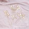 4 Pieces Bridal Wedding Hair Pins Gold Leaf Crystal Pearl Hair Pins Clips Flower Headpiece Vintage Wedding Hair Accessories for Brides Bridesmaids Women Girls view 4