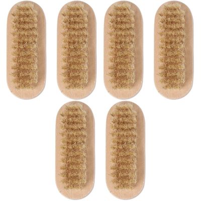 Beaupretty 6pcs Two Sided Natural Boar Bristle Wooden Nail Brush for Manicure and Pedicure Cleaning Tool for Fingernails and Toenails Portable and Practical for Home and Travel