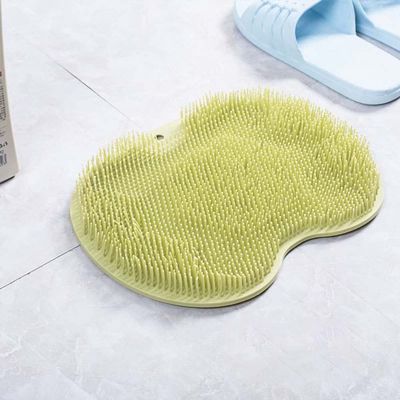 Shower Foot & Back Scrubber, Massage Pad, Silicone Hands Free Back Scrubber for Shower, Shower Back Scrubber Wall Mounted with Suction Cups, Back Washer Body Brush Foot Massager Pad (Green)