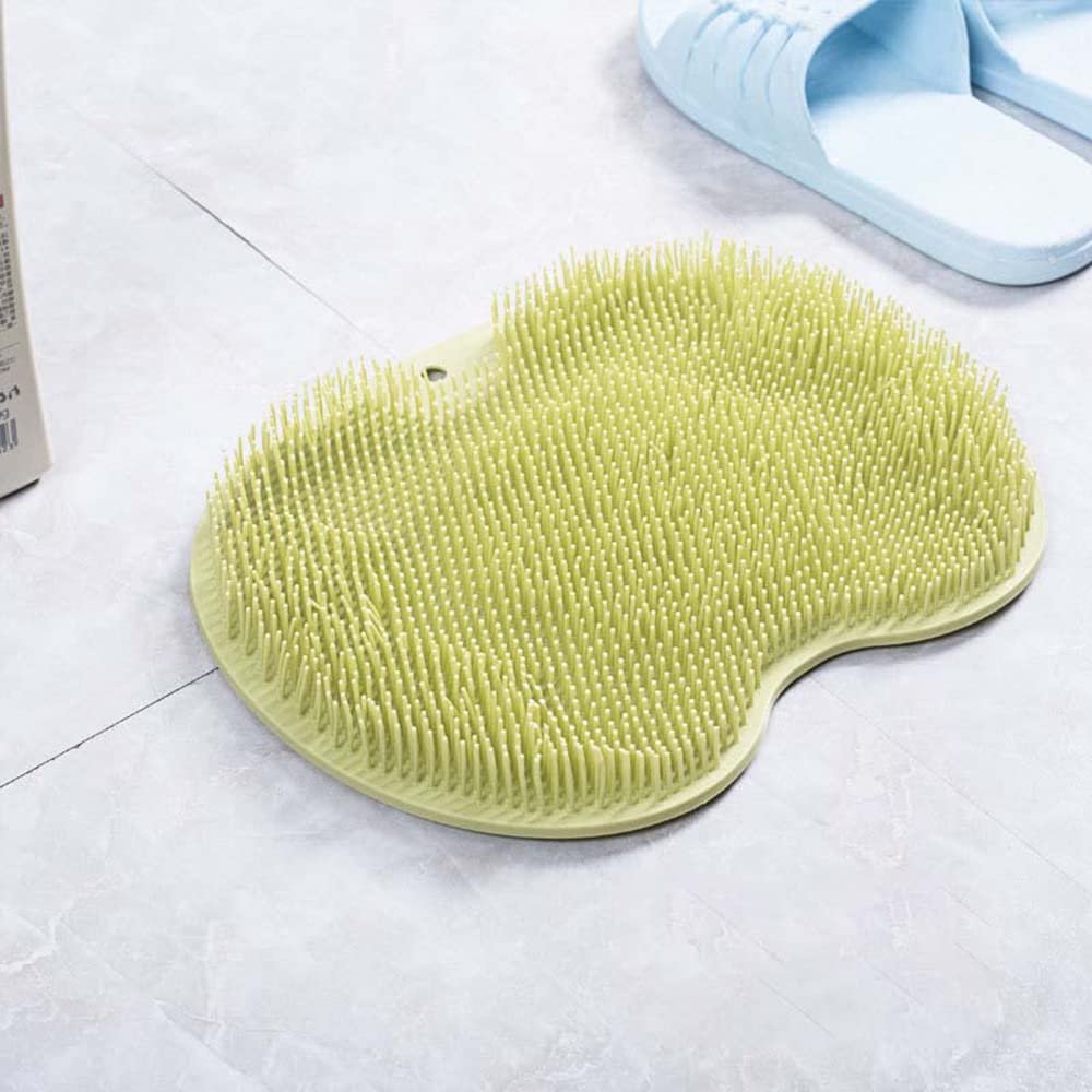 Shower Foot & Back Scrubber, Massage Pad, Silicone Hands Free Back Scrubber for Shower, Shower Back Scrubber Wall Mounted with Suction Cups, Back Washer Body Brush Foot Massager Pad (Green)