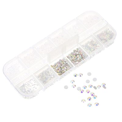 Ciieeo Nail Art Diamonds Kit Compartment Flat Back Assorted Rhinestones for Elegant Nail Decorations for Manicure Shops and Home Use