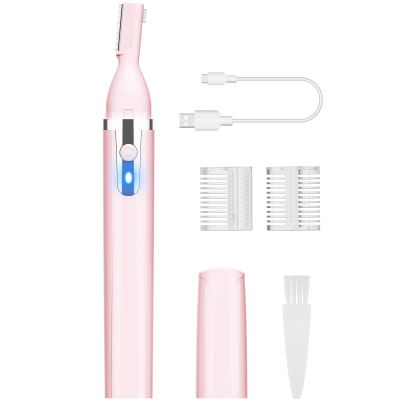 Dapsang Eyebrow Trimmer Electric Eyebrow Razor for Women, Rechargeable Facial Hair Shaver Painless Detail Trimmer with Rinseable Blade for Face Neck Lips (Pink)