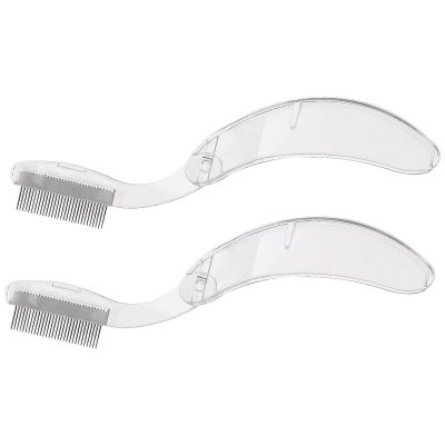 Beavorty 2 Pcs Eyelash Comb Lash Brush Separator Folding Eyebrow Mascara Applicator Lash Brush with Metal Teeth for Making Up Supplies Transparent