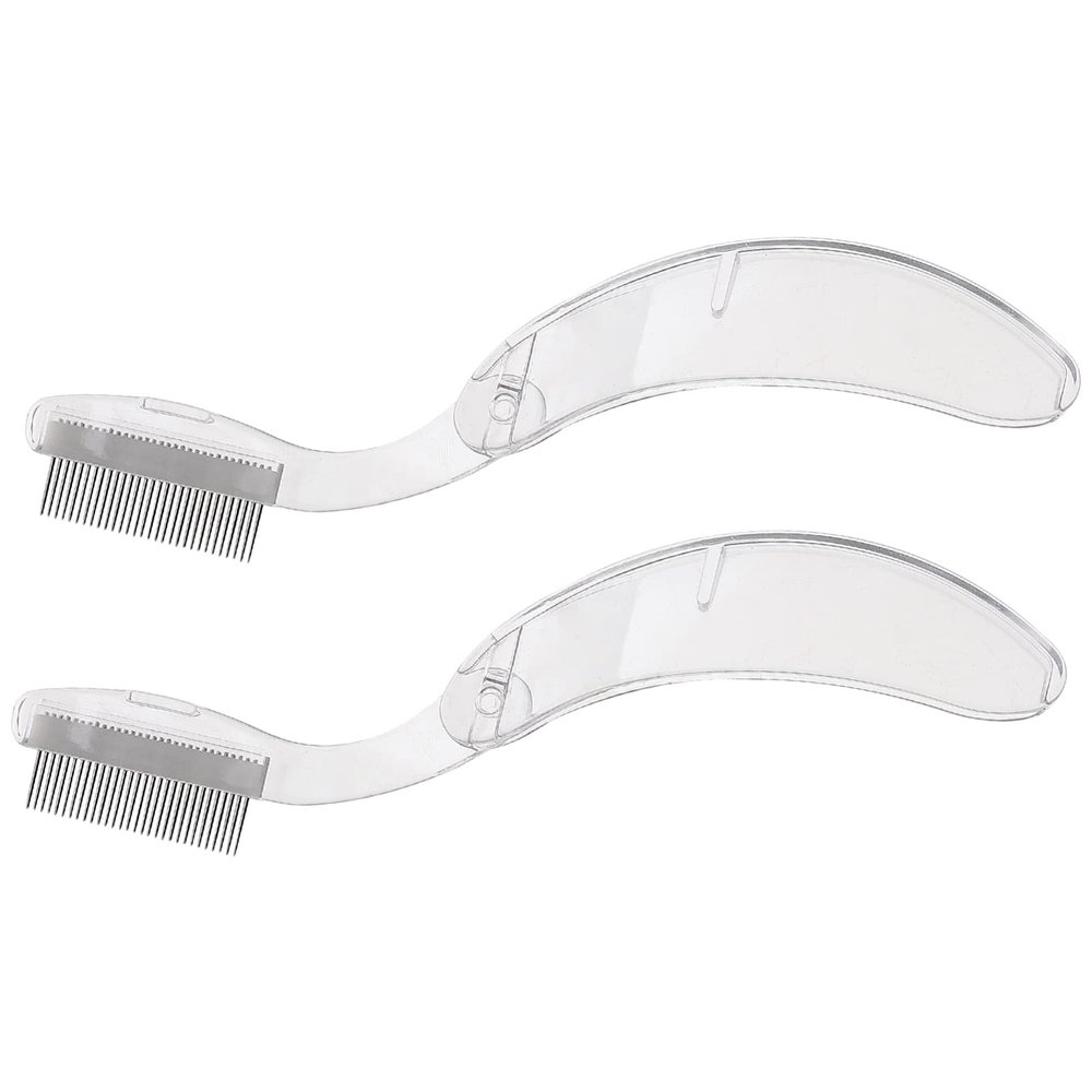 Beavorty 2 Pcs Eyelash Comb Lash Brush Separator Folding Eyebrow Mascara Applicator Lash Brush with Metal Teeth for Making Up Supplies Transparent