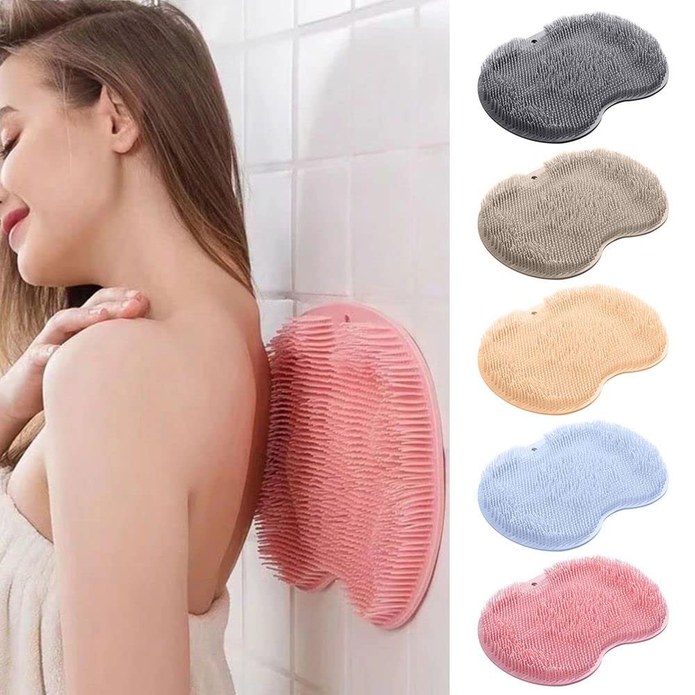 6 PCS Shower Foot & Back Scrubber, Massage Pad, Silicone Hands Free Back Scrubber for Shower, Shower Back Scrubber Wall Mounted with Suction Cups, Back Washer Body Brush Foot Massager Pad
