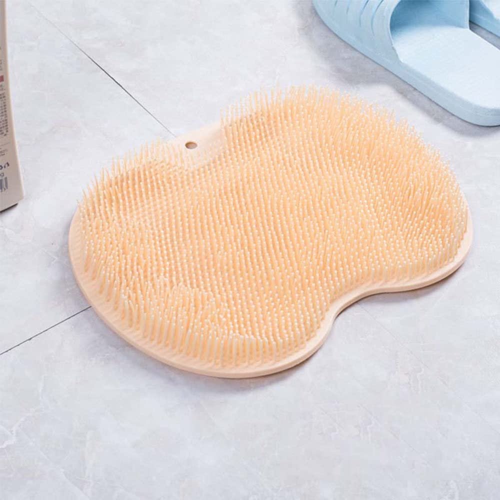 Shower Foot & Back Scrubber, Massage Pad, Silicone Hands Free Back Scrubber for Shower, Shower Back Scrubber Wall Mounted with Suction Cups, Back Washer Body Brush Foot Massager Pad (Orange)