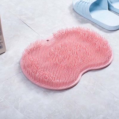 Shower Foot & Back Scrubber, Massage Pad, Silicone Hands Free Back Scrubber for Shower, Shower Back Scrubber Wall Mounted with Suction Cups, Back Washer Body Brush Foot Massager Pad (Pink)