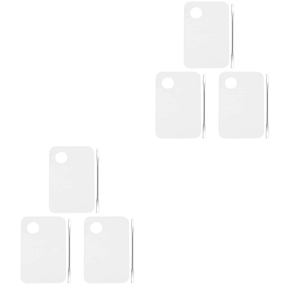 Beaupretty 6sets Transparent Makeup Mixing Spatulas and Nail Color Mixing Plates for Nail Art and Makeup Applications Easy to Clean and Use