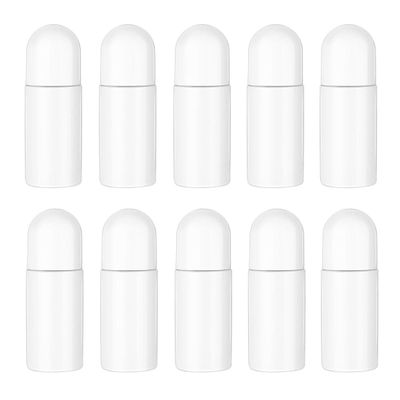 10pcs 50ML Empty Refillable Roll On Bottles Plastic Roller Bottle DIY Container with Roller for Women Essential Oils Cosmetics (White)