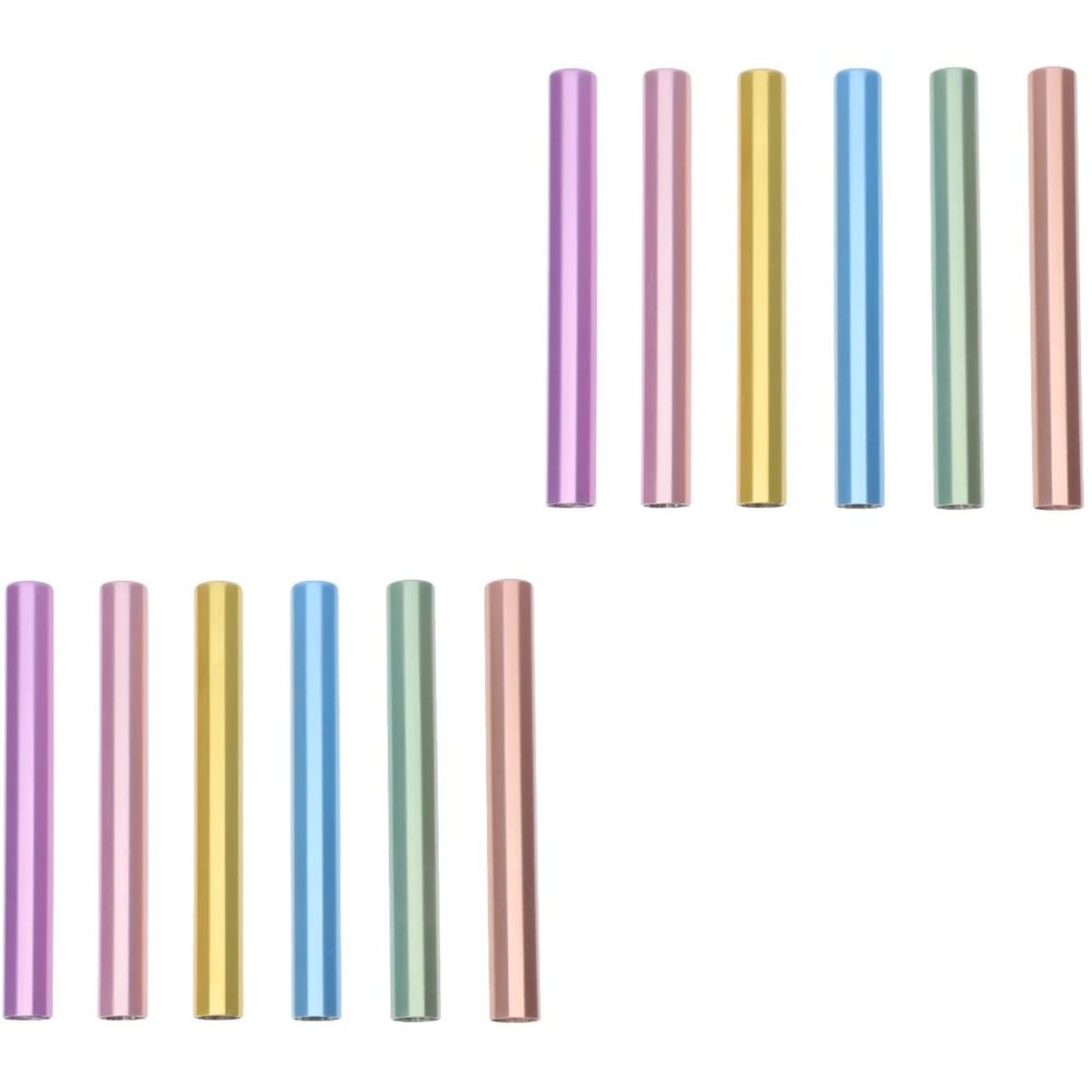 FOMIYES 12pcs Opaque Manicure Pen Caps Zinc Alloy Nail Brush Covers for Nail Art Inner Rainbow Matte Finish Protects and Extends Life of Pens