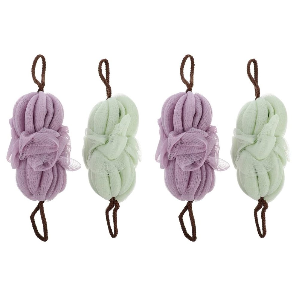 4 Pcs Bath Ball Back Strip Bath for ing Exfoliating Shower Net Back Sponge Jetted Tub Exfoliating Loofah Back Scrubber Braided Loofah to Weave Mesh Tennis