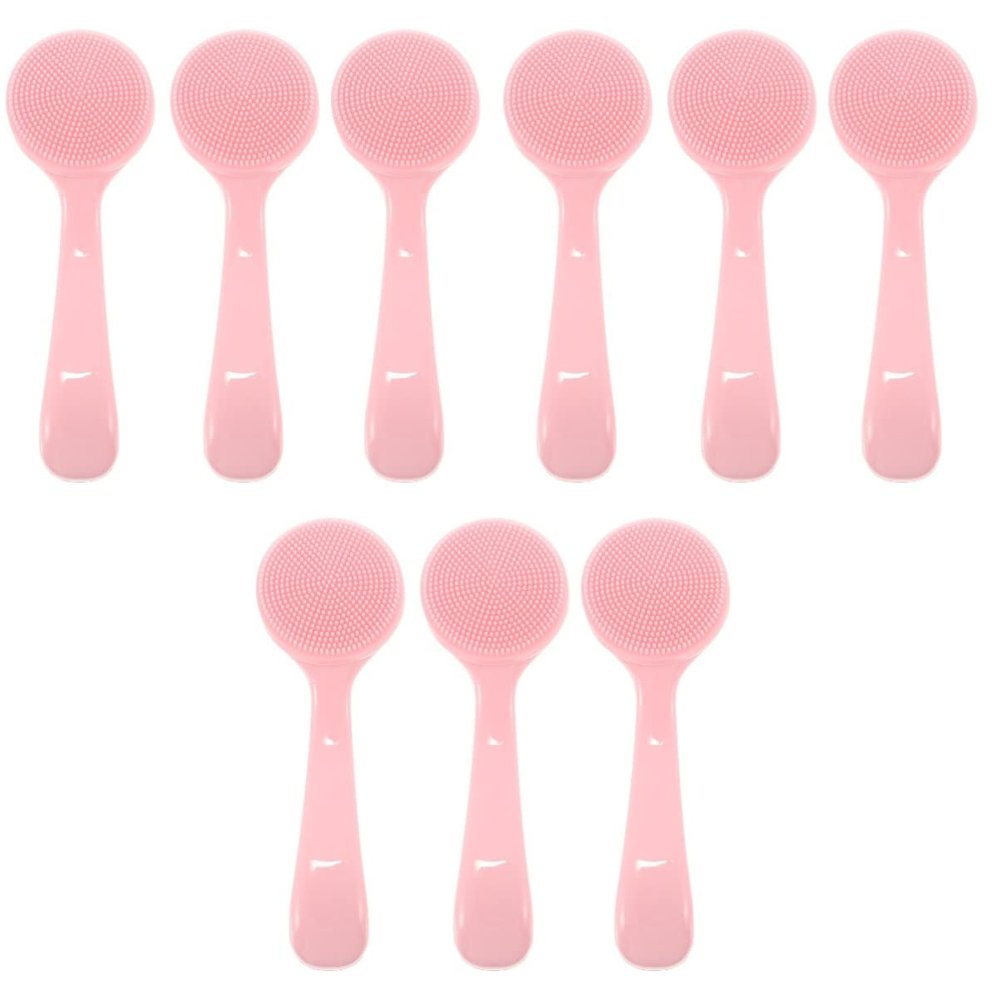 Healeved 3sets Gentle Face Scrubber Silicone Facial Cleansing Brush Long Handle Skincare Tools Face Brush for Women Set 3pcs*3