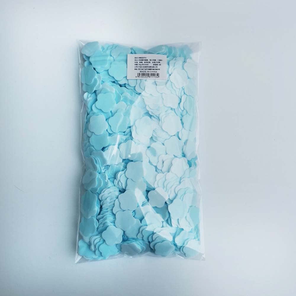 100/1000 Pcs Portable Soap Petals, Flower Shape Scented Tablets, Travel Mini Cleaning Soaps, Scented Slice Disposable Soap Flakes(1000pcs,Blue)