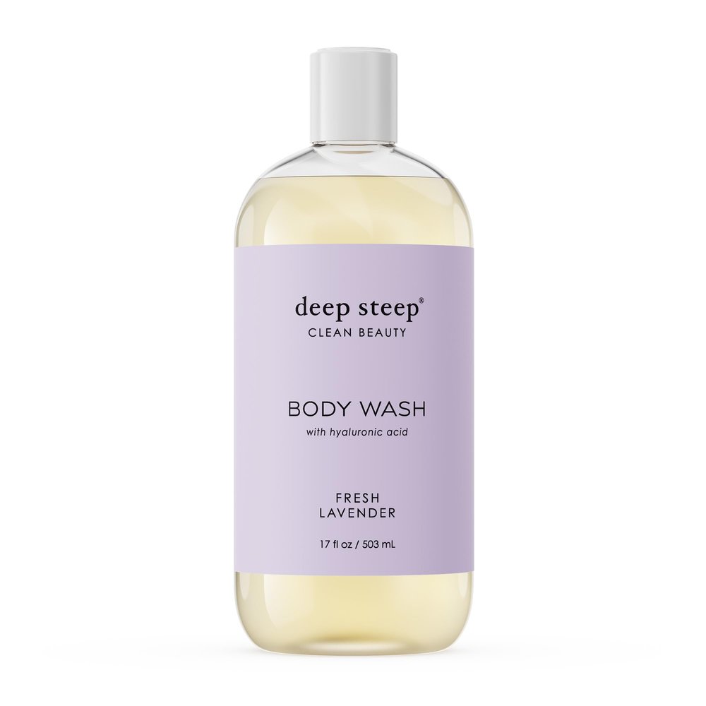 Deep Steep Body Wash, Fresh Lavender, 17 oz Hydrating Shower Gel with Hyaluronic Acid, Shea Butter, Aloe Vera & Argan Oil Vegan, Clean Beauty, Clean & Refreshed Skin