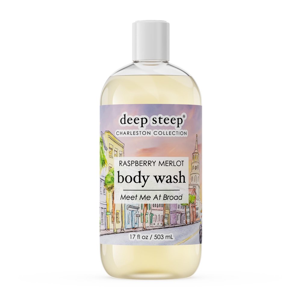Deep Steep Body Wash, Raspberry Merlot (Meet me at Broad), 17 oz Hydrating Shower Gel with Hyaluronic Acid, Shea Butter, Aloe Vera & Argan Oil Vegan, Clean Beauty, Clean & Refreshed Skin
