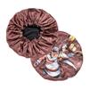 Silky Design Bonnet with Elastic Soft Band, Hair Braid Adjustable Women and Men Bonnets for Sleeping, Comfortable Satin Fabric Bonnet (Brown Bee) view 1