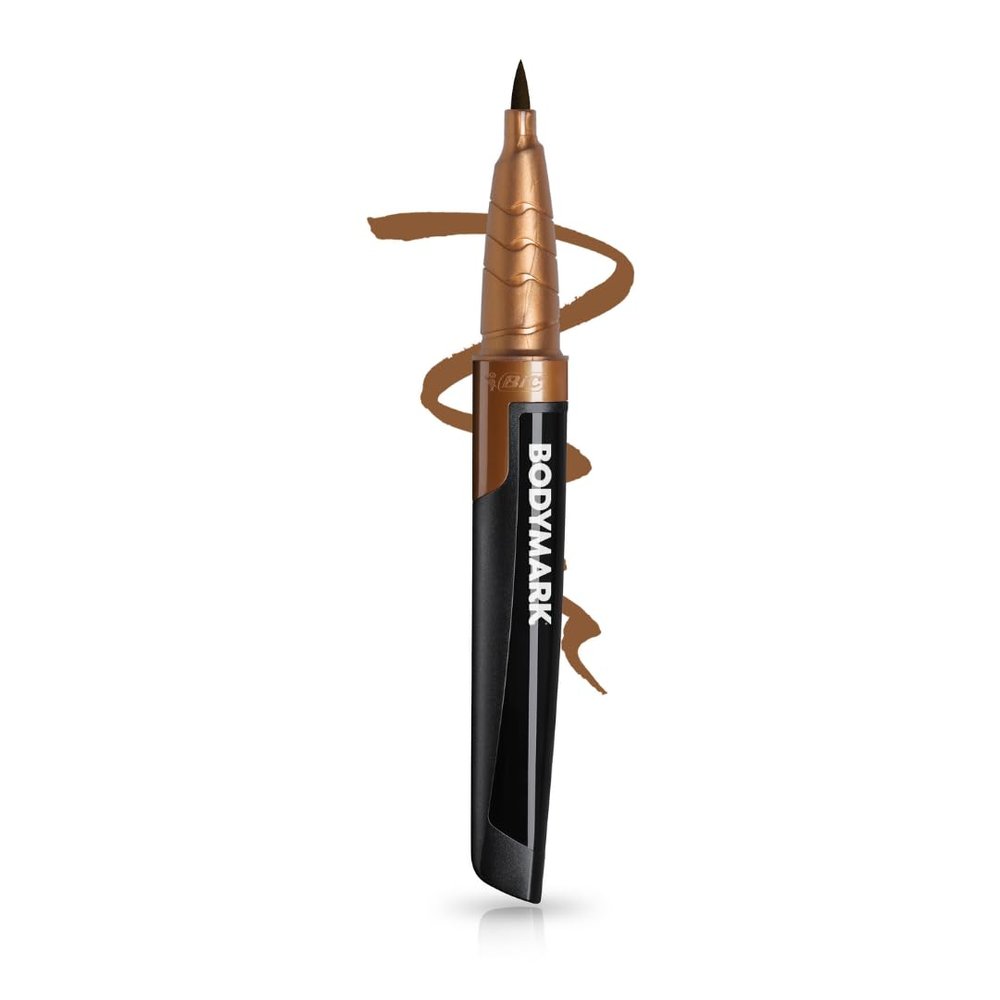 BIC BodyMark Freckle Pen, Soft Brush Tip, 1 Count Pen in Dark Brown Freckle, Cosmetic Quality Freckle Pen for Skin