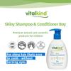 Premium natural cosmetics for boys from vitalkind. Silky shine shampoo and conditioner for easy to comb hair view 2