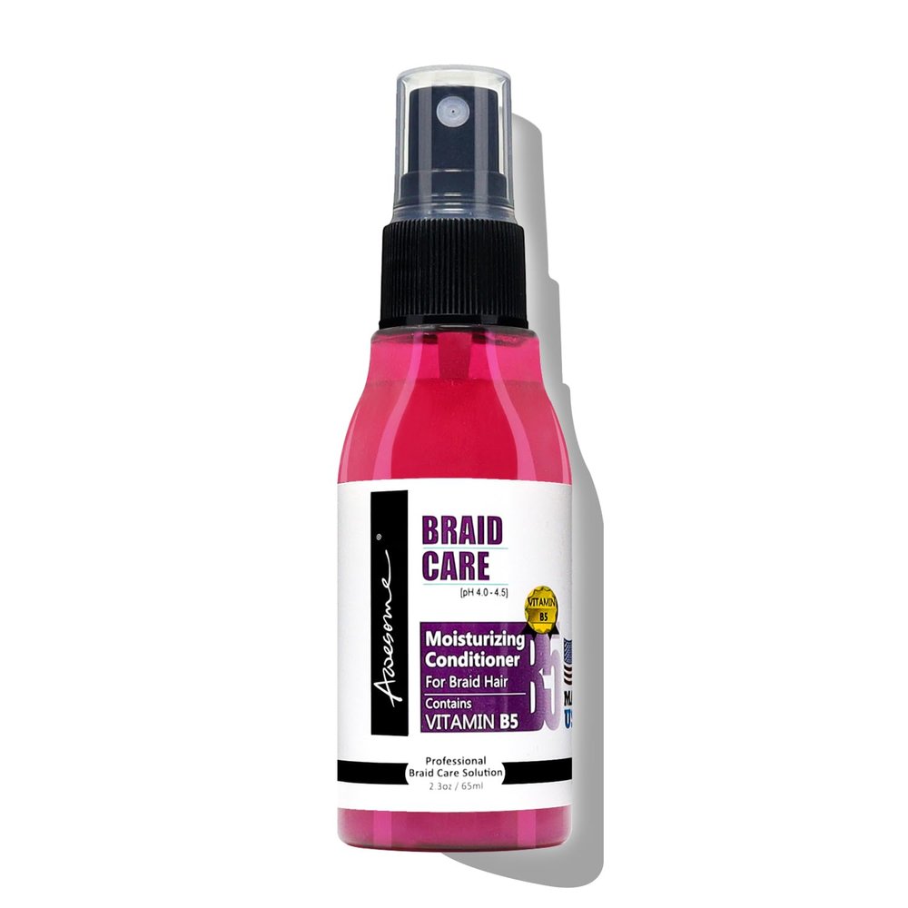 Awesome Braid Leave in Conditioner Spray, pH 4.0~4.5, Prevents Heat & Hair Damage, Hydrates, Vitamin B5, Travel size 2.3 oz