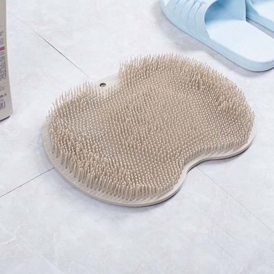 Shower Foot & Back Scrubber, Massage Pad, Silicone Hands Free Back Scrubber for Shower, Shower Back Scrubber Wall Mounted with Suction Cups, Back Washer Body Brush Foot Massager Pad (Brown)