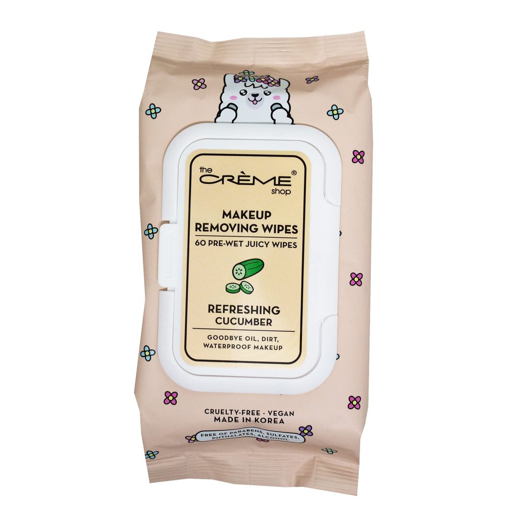 The Crme Shop Juicy Makeup Remover Wipes Made with Refreshing Cucumber | Make Up Remover | Cleansing Wipes | Hydrating Makeup Wipes (60 Pre-Wet Juicy Wipes)