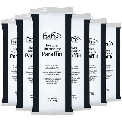 ForPro Professional Collection Nurture Paraffin Wax Refill, Fragrance Free, Six 1-Pound Paraffin Blocks, Non-Greasy, Moisturizing for Soft & Healthy Skin, Unscented, 6 Lbs
