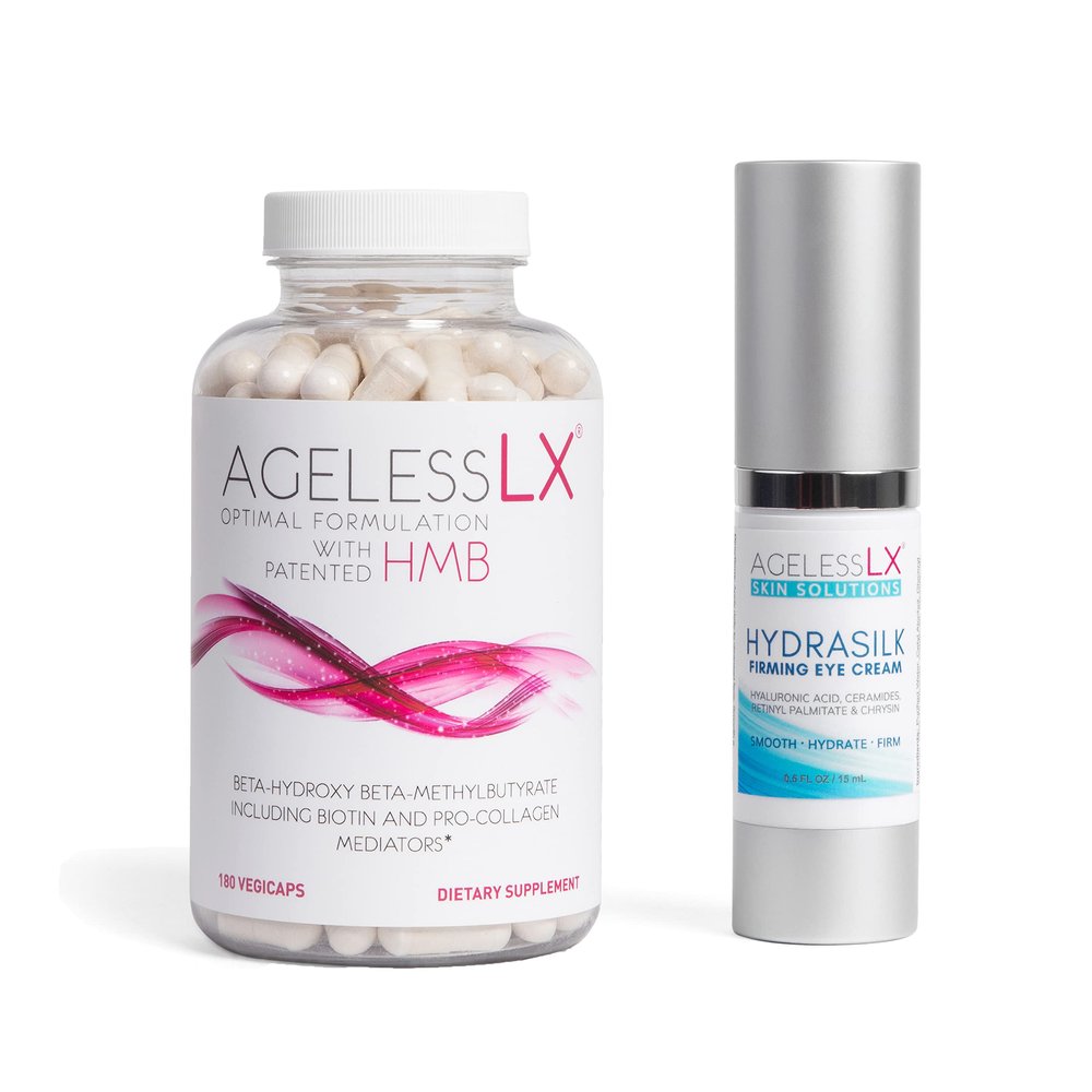 AgelessLX Supplement Capsule for Women with HMB Hydrasilk Eye Cream Bundle
