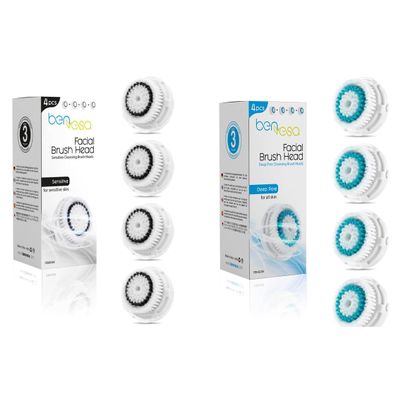 Benvesa Sensitive and Deep Pore Brush Heads Compatible with Clarisonic Mia 1, Mia 2, Mia Fit, Alpha Fit, Smart Profile  24 Pack Replacement Facial Cleansing Brush Heads