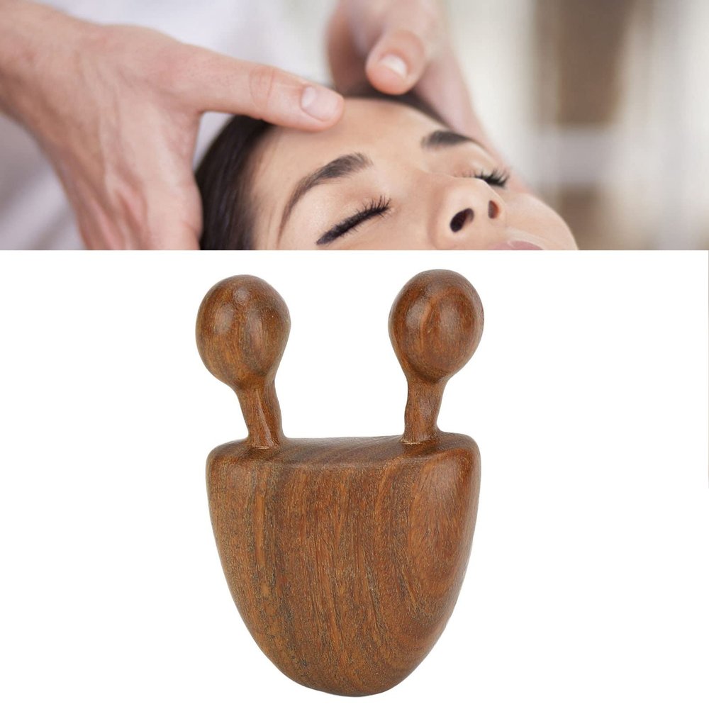 Gua Sha Scraper Massage Scraper Wenge 2 Teeth Portable Comfortable Gua Sha Scraper for Face Nose Neck Gua Sha Masks