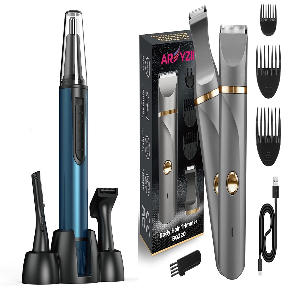 AREYZIN Ear and Nose Hair Trimmer + Body Hair Trimmer for Men Body Grooming Kit