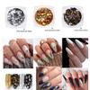 Gold Nail Art Foil Glitter Flakes Nail Powder Sequins 3D Sparkly Aluminum Foil Flake Nail Art Supplies for Nails Chrome Powder Holographic DIY Winter Manicure Decorations 3 Boxes view 2