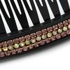 Black Acrylic With Pink/AB Crystal Accent Hair Comb - 11cm view 4