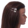 2 Bridal/Prom Simulated Pearl, Crystal 'Bow' Hair Grips/Slides In Rhodium Plating - 55mm Across view 3