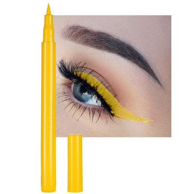DekRion Liquid Eyeliner, Yellow Eyeliner Liquid, Long-lasting Colored Eyeliners, White Black Red Brown Green Purple Waterproof High-pigmented Colorful Eyeliners for Eye Makeup,1PC Yellow