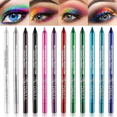 KARNAR 12Pcs Green Blue Brown White Colored Gel Glitter Eyeliner Pencils Pen Set Multicolor lapiz delineadores de colores para ojos contra el agua,Black Eye Liner Gel Pencil for Women Waterproof