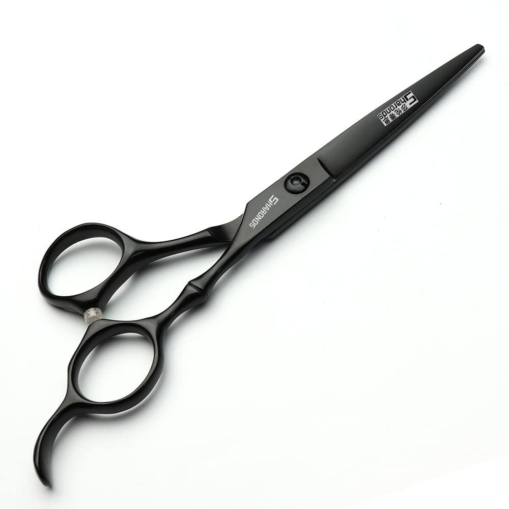 6 Inch Black Hairdressing Scissors Salon Hairdressing Tool Stainless Steel Hair Cutting Hair Thinning Hairdressing Scissors (5.5 inch cutting)