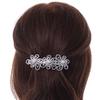Silver Tone Open Cut Clear Crystal, White Glass Pearl Flower Barrette Hair Clip Grip - 85mm Across view 2