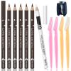 6Pcs Dark Brown Eyebrow Pencil Eyeliner Set, Waterproof Eye Brow Pencil, Easy to Coloromen Women Professional Eyebrow Pencil Smudge Proof Long Lasting Makeup Eye Liners view 1