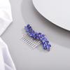 BERYUAN Crystal Flower Hair Comb for Bride Women Girls Multi-Color Hair Comb Slide BLUE view 4