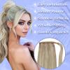 Full Shine 22Inch Pony Tails Hair Extensions Human Hair, Light Blonde Ponytail Hair Extension Blonde Straight Silky Wrrap Around Long Hair Clip in 80g view 4