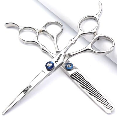 6 Inch Black Hairdressing Scissors Salon Hairdressing Tool Stainless Steel Hair Cutting Hair Thinning Hairdressing Scissors (6 inch 2PC-B)