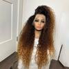 13x6 Curly HD Transparent Lace Front Human Wig for Women Ombre 1B30 Colored Brazilian Remy Hair With Baby Hair Pre Plucked Natural Hairline Bleached Knots Glueless Wig 150% Density 18 Inch view 4