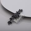 BERYUAN Black Rhinestone Hair Comb for Women Wedding Bridal Crystal Cute Flower Hairpiece Slide Multi-Color Accessory Banquet Prom (black) view 2