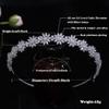 Aoligrace Cubic Zirconia Floral Wedding Bride Headband Zircon Prom Party Headpiece for Women CZ Bridal Tiara Hair Accessories view 4